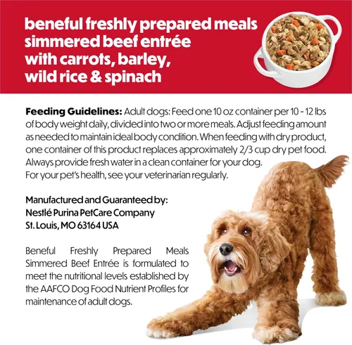 Vista 7 de Comidas preparadas Purina Beneful, comida para perro, paquete surtido, 10 onzas Tubo, paquete de 8