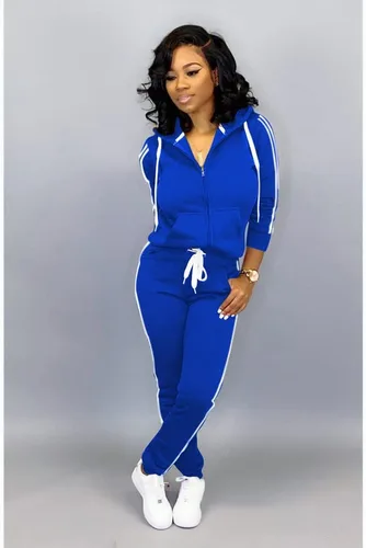 Vista 5 de TOPSRANI - Trajes deportivos de dos piezas para mujer, sudaderas casuales, traje deportivo liso, conjunto de pantalones de sudadera para trotar