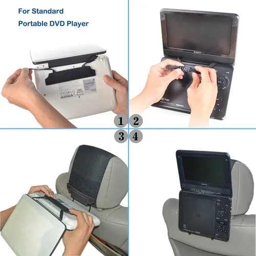 Vista 5 de TFY Soporte universal para reposacabezas de coche para reproductor de DVD portátil