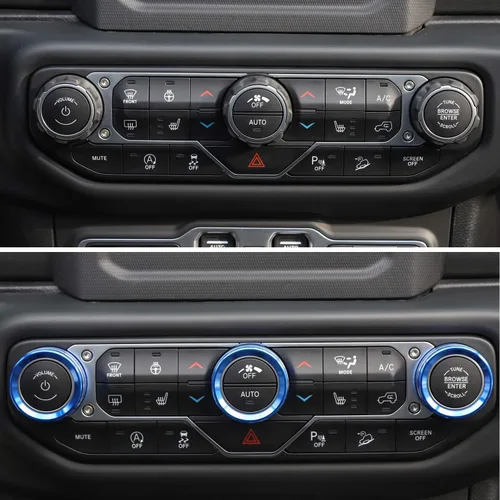 Vista 4 de JeCar - Cubierta de perilla de interruptor de aire acondicionado, de aleación de aluminio, compatible con Jeep Wrangler 2018-2023 JL JLU y 2020-2023