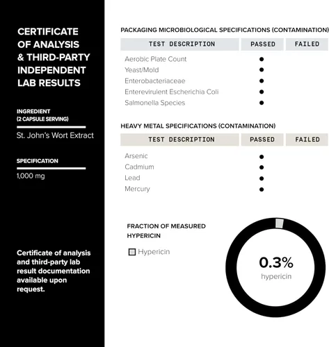 Vista 6 de Toniiq Cápsulas de hierba de San Juan de ultra alta resistencia de 1,000 mg (sin OMG), extracto concentrado 4X, hipericina al 0,3%, altamente
