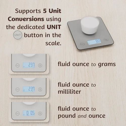 Vista 5 de Báscula inteligente de alimentos para preparación de comidas: báscula digital de cocina con aplicación, seguimiento de calorías y macro, calculadora