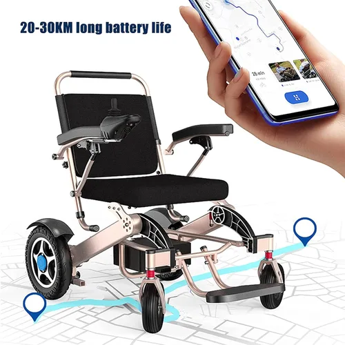 Vista 3 de Sillas de ruedas eléctricas ligeras plegables inteligentes scooter eléctrico automático para ancianos con piernas inconvenientes, discapacitados