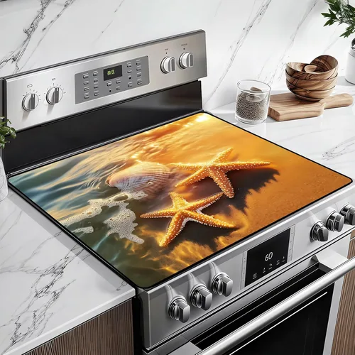 Vista 12 de Cubierta de estufa de vidrio resistente al calor con revestimiento de goma antideslizante – Protector de estufa eléctrica, resistente a