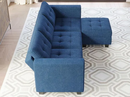 Vista 82 de Belffin Sofá modular modular con tumbonas dobles en forma de U, modular con asiento de almacenamiento, sofá modular con otomanas reversibles