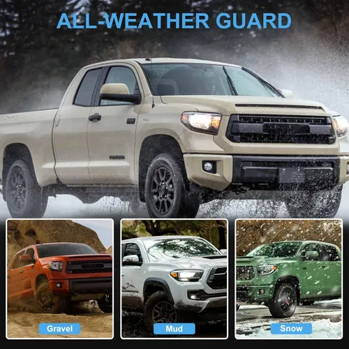 Vista 4 de Protectores contra salpicaduras compatibles con Toyota Tundra 2022 2023, guardabarros para todo tipo de clima, guardabarros con kits