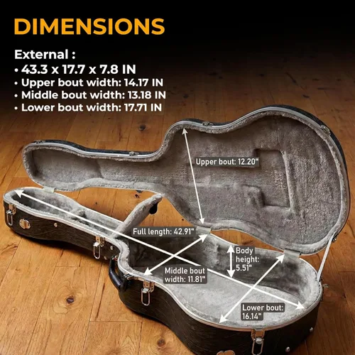 Vista 7 de Gearlux Estuche Deluxe ABS para Guitarra Acústica Dreadnought