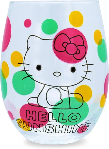 Vista 12 de Silver Buffalo Sanrio Hello Kitty You Had Me At Hello Glitter - Vaso de vino sin tallo para cócteles, capacidad para 20 onzas Hello Kitty Me Tuviste