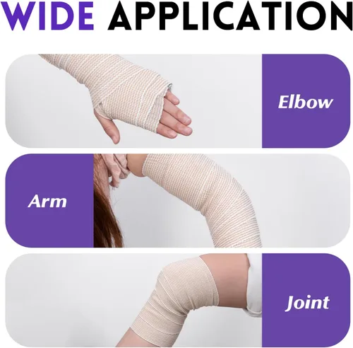 Vista 4 de 4Inch Elastic Bandage Wrap, Athletic Tape, Compression Wrap Bandage for Legs, Lymphedema Wraps for Legs, Ankle, Knee, Tummy, Body, Latex-Free, 6Rolls