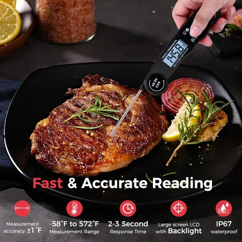 Vista 2 de Termómetro digital para carne, termómetro digital ultrarrápido de lectura instantánea para alimentos, para cocinar, parrilla, barbacoa, hornear