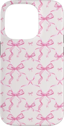 Vista 17 de Cintas y lazos estéticos rosas para iPhone 16 en estuche de acuarela