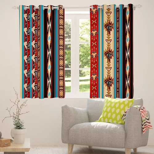 Vista 87 de Cortinas opacas de estilo bohemio occidental de 76 x 45 pulgadas, cortinas y cortinas de atrapasueños de vaca, cortinas del suroeste, cortinas