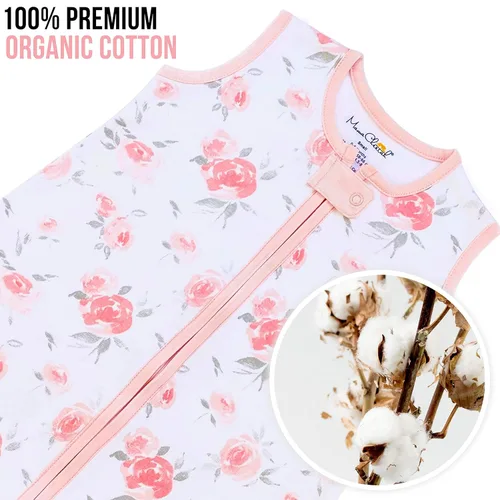 Vista 307 de Mama Cheetah Saco de dormir para bebé de 0.5 TOG, Manta portátil de algodón orgánico para bebé con cremallera bidireccional, Saco de dormir