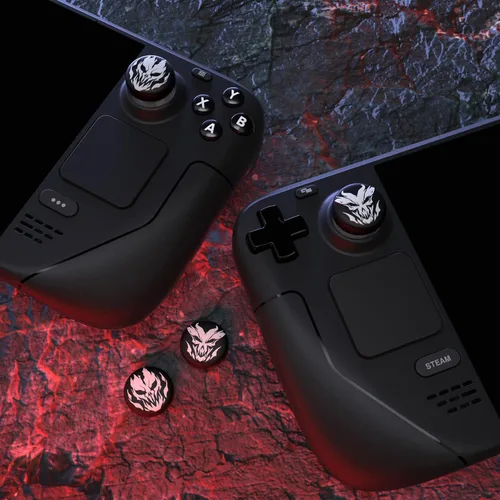 Vista 7 de PlayVital Thumb Grip Caps for Steam Deck LCD, Silicone Thumbsticks Grips Joystick Caps for Steam Deck OLED - Fire Demons