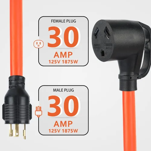 Vista 5 de Adaptador de generador RV de 30 amperios a 30 amperios, adaptador RV de 3 clavijas y 30 amperios, enchufe macho L5-30P a receptáculo hembra TT-30R