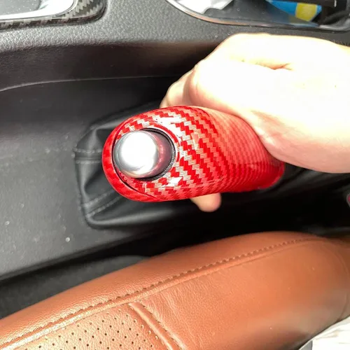 Vista 4 de ruihe Cubierta de mango de freno de mano de color rojo de fibra de carbono para Ford Ranger 2016 2017 2018 2019 2020 2021 2022 accesorios