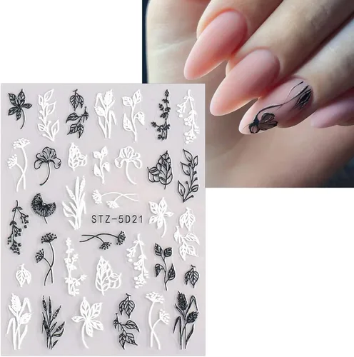 Vista 6 de JMEOWIO Pegatinas de arte de uñas de primavera en relieve 3D, calcomanías autoadhesivas para uñas 5D, suministros de uñas florales coloridas