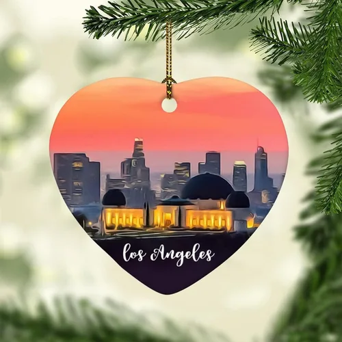 Vista 11 de Decorative Christmas Ornament for Xmas Tree Hanging Hawaii City Scene Building Cityscape Natural Landscape Flat Ceramic Ornament Xmas Keepsake