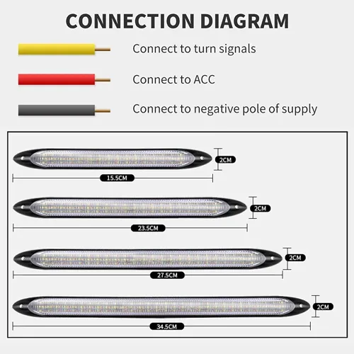 Vista 4 de YSY Tira de luces LED DRL de circulación diurna impermeable de 12 V para faros delanteros secuenciales, señal de giro amarillo, luz diurna universal