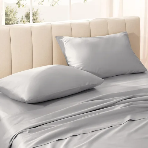 Vista 9 de Bare Home Juego de fundas de almohada de satén 100% algodón orgánico (estándar, blanco) 100% algodón orgánico, tejido de satén suave, cierre