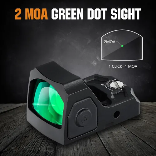Vista 2 de ohhunt Red Dot Sight 2 MOA Retícula Mini Shake Awake Óptica 12 Ajuste de brillo