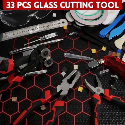 Vista 7 de YOTINO Juego de 33 piezas de cortadores de vidrio, alicates para correr, alicates para romper, cortador de vidrio de alimentación de aceite