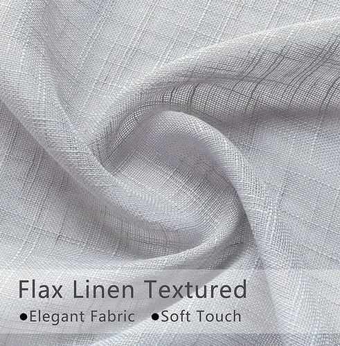 Vista 3 de Cortinas de cocina grises semitransparentes con privacidad, de lino texturizado, bolsillo con varilla, cortinas cortas de cafetería, valances