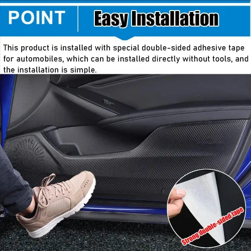 Vista 4 de Great-luck Adhesivos de cuero para puerta anti patadas, accesorios interiores personalizados, protector de película de borde lateral, 4 piezas/juego