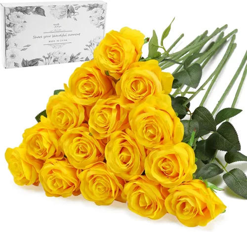 Vista 30 de Rosas artificiales negras – 10 piezas de rosas artificiales falsas de seda con tallos para decoración del hogar, boda, hotel, oficina, centro de mesa