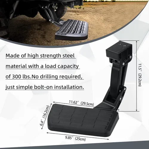 Vista 2 de 75312-01A escalón de parachoques trasero compatible con Ford F150 (2015 2016 2017 2018 2019 2020) Escalón retráctil para caja de camión