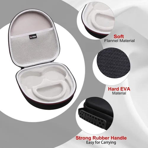 Vista 3 de LTGEM - Funda para auriculares inalámbricos Logitech G735 para juegos, bolsa de transporte protectora de viaje de almacenamiento duro (negro)