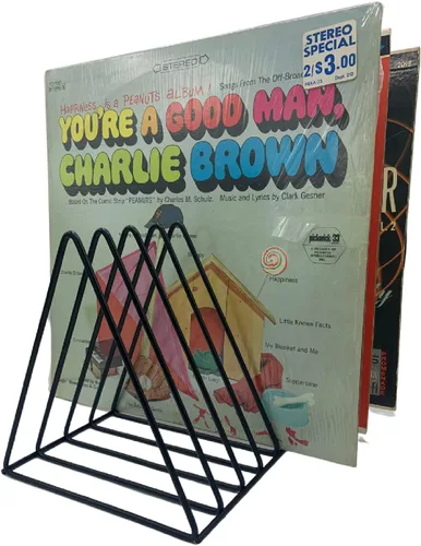 Vista 8 de Soporte para almacenamiento de discos de vinilo, estante triangular de alambre de metal premium para revistas y libros con capacidad para hasta 33