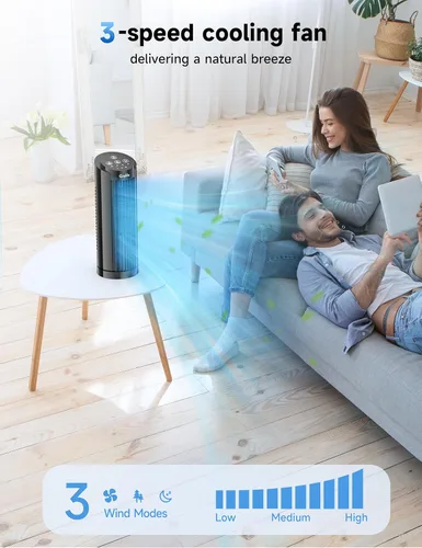 Vista 2 de Grelife Ventilador de torre, ventiladores silenciosos con control remoto, para dormitorio, sala de estar, oficina, ventilador de torre con control