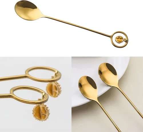 Vista 2 de Ouliget Mini cucharas de café expreso de acero inoxidable, cucharaditas de postre pequeñas, cucharas agitadoras Demitasse para postres de café y té