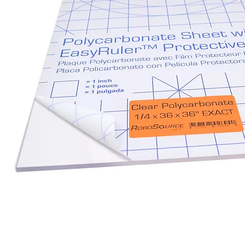 Polycarbonate Clear Plastic Sheet 36" X 36" X 0.236" (1/4") Exact with EasyRuler Film, Shatter Resistant, Easier to Cut, Bend, Mold Than Plexiglass.