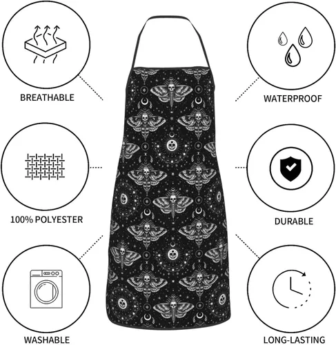 Vista 47 de Delantal unisex con cuello ajustable con bolsillos espaciosos y lazos largos