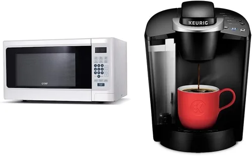 Commercial Chef Microondas para encimera, 1.1 pies cúbicos, White & Keurig K-Classic Coffee Maker K-Cup Pod, porción individual, programable, 6 a 10