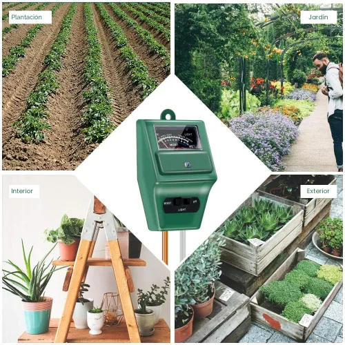 Vista 7 de Sonkir - Medidor de pH de suelo, 3 en 1, humedad/luz/pH, kit de herramientas de jardinería para cuidado de plantas, ideal para jardín, césped
