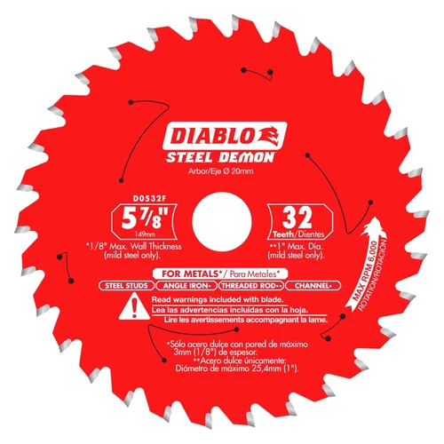 Vista 5 de Diablo Hoja de sierra Demon de acero para metal mediano – 5-1/2 pulgadas de diámetro, 30 dientes TCG, eje de 20 mm, corte de .059 pulgadas, ángulo