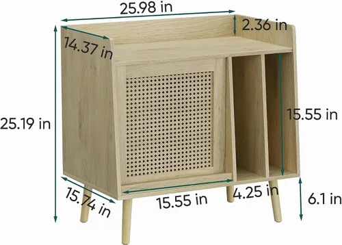 Vista 3 de Semiocthome Soporte para tocadiscos con almacenamiento de vinilo, mesa de tocadiscos con estante de almacenamiento, soporte giratorio con puerta