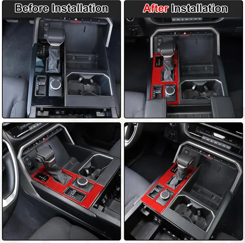 Vista 51 de Aunginsy Marco para panel de cambio de marchas con caja de almacenamiento Compatible con Toyota Tundra/Sequoia 2022-2024 2025 Protector contra