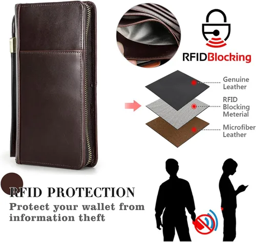 Vista 10 de Funda de cuero de grano superior para pasaporte de viaje para hombre y mujer, hecha a mano para 4 pasaportes y múltiples tarjetas, bloqueo RFID