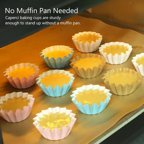 Vista 4 de Caperci Forros de mini cupcakes blancos resistentes, 200 unidades, resistentes a la grasa, tazas de papel para hornear muffins, inodoro, no necesita
