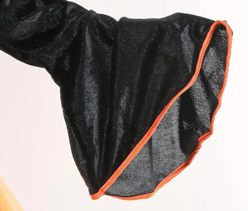 Vista 3 de LMYOVE Disfraz de bruja púrpura para niñas, disfraz de disfraz de Helloween, verde y naranja