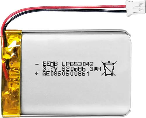 EEMB Batería de polímero de litio 3.7V 820mAh 653042 Lipo Batería recargable con conector JST de cable para altavoz y dispositivo inalámbrico: