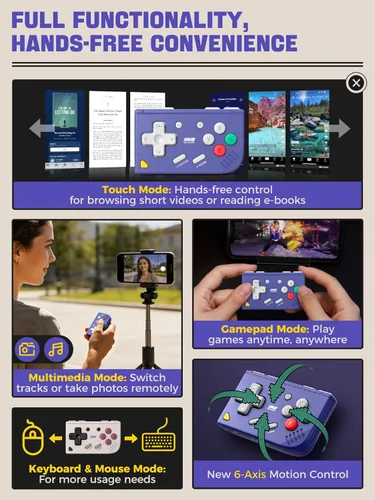 Vista 2 de IINE Mini Retro Game Controller, Pocket-Size Wireless Mini Game Controller with Keychain Design, Portable Travel Controller for Mobile & PC Gaming