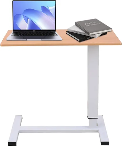 Escritorio para computadora portátil para cama, mesita de noche ajustable sobre la cama con ruedas giratorias ocultas, escritorio deslizante