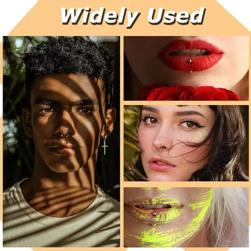 Vista 7 de 16 pinzas de plástico desechables, 4 tipos de abrazaderas de tabique, kit para piercing de oreja, nariz, pezón, lengua, para todos los piercings