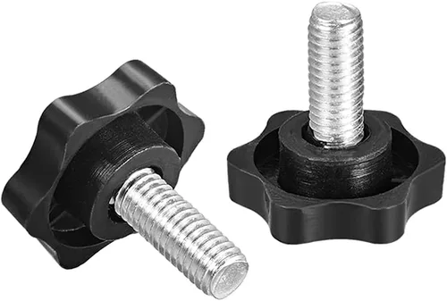 Vista 3 de uxcell Pomo de tornillo de sujeción, 1.496 in de diámetro, empuñaduras hexagonales color ciruela con forma de estrella, rosca macho M8 x 0.630 in, 4