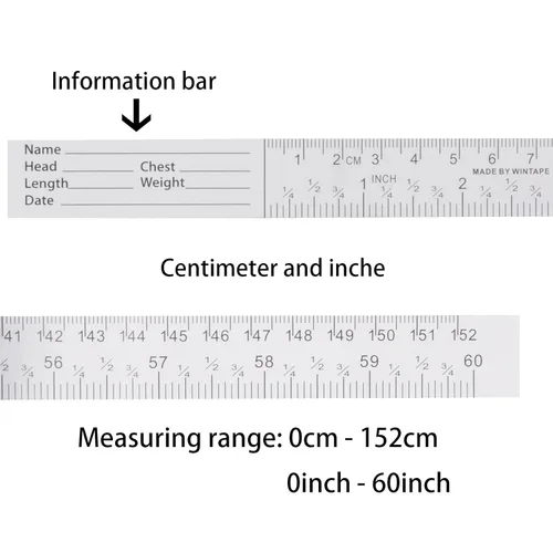 Vista 2 de WIN TAPE Cinta métrica desechable infantil de 4.9 ft, paquete de 100 reglas de papel